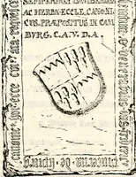 An illustration from Proben des hohen Teütschen Reichs Adels, oder, Sammlungen alter Denkmäler, Grabsteinen, Wappen, Inn- und Urschriften, u: d: nach ihrem wahren Urbilde aufgenommen unter offener Treüe bewähret und durch Anenbäume auch sonstige Nachrichten erkläret und erläuteret (1775)
