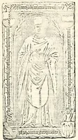 An illustration from Proben des hohen Teütschen Reichs Adels, oder, Sammlungen alter Denkmäler, Grabsteinen, Wappen, Inn- und Urschriften, u: d: nach ihrem wahren Urbilde aufgenommen unter offener Treüe bewähret und durch Anenbäume auch sonstige Nachrichten erkläret und erläuteret (1775)