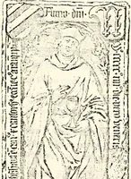 An illustration from Proben des hohen Teütschen Reichs Adels, oder, Sammlungen alter Denkmäler, Grabsteinen, Wappen, Inn- und Urschriften, u: d: nach ihrem wahren Urbilde aufgenommen unter offener Treüe bewähret und durch Anenbäume auch sonstige Nachrichten erkläret und erläuteret (1775)