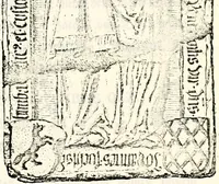 An illustration from Proben des hohen Teütschen Reichs Adels, oder, Sammlungen alter Denkmäler, Grabsteinen, Wappen, Inn- und Urschriften, u: d: nach ihrem wahren Urbilde aufgenommen unter offener Treüe bewähret und durch Anenbäume auch sonstige Nachrichten erkläret und erläuteret (1775)