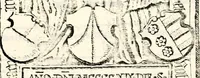 An illustration from Proben des hohen Teütschen Reichs Adels, oder, Sammlungen alter Denkmäler, Grabsteinen, Wappen, Inn- und Urschriften, u: d: nach ihrem wahren Urbilde aufgenommen unter offener Treüe bewähret und durch Anenbäume auch sonstige Nachrichten erkläret und erläuteret (1775)