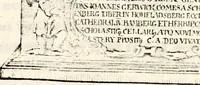 An illustration from Proben des hohen Teütschen Reichs Adels, oder, Sammlungen alter Denkmäler, Grabsteinen, Wappen, Inn- und Urschriften, u: d: nach ihrem wahren Urbilde aufgenommen unter offener Treüe bewähret und durch Anenbäume auch sonstige Nachrichten erkläret und erläuteret (1775)