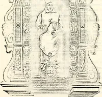 An illustration from Proben des hohen Teütschen Reichs Adels, oder, Sammlungen alter Denkmäler, Grabsteinen, Wappen, Inn- und Urschriften, u: d: nach ihrem wahren Urbilde aufgenommen unter offener Treüe bewähret und durch Anenbäume auch sonstige Nachrichten erkläret und erläuteret (1775)