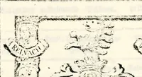 An illustration from Proben des hohen Teütschen Reichs Adels, oder, Sammlungen alter Denkmäler, Grabsteinen, Wappen, Inn- und Urschriften, u: d: nach ihrem wahren Urbilde aufgenommen unter offener Treüe bewähret und durch Anenbäume auch sonstige Nachrichten erkläret und erläuteret (1775)