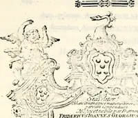 An illustration from Proben des hohen Teütschen Reichs Adels, oder, Sammlungen alter Denkmäler, Grabsteinen, Wappen, Inn- und Urschriften, u: d: nach ihrem wahren Urbilde aufgenommen unter offener Treüe bewähret und durch Anenbäume auch sonstige Nachrichten erkläret und erläuteret (1775)