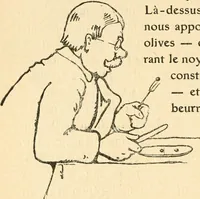 Picture 6 of 64 from Professeur Knatschké; oeuvres choisies du grand savant allemand et de sa fille Elsa. Recueillies et illustrées pour les Alsaciens par Hansi. Fidèlement traduites en français par H.P. Colle (1916), leaf 33