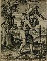 Picture 68 of 72 from Proscenivm vitæ hvmanæ, siue Emblematvm secvlarivm, ivcvndissima, & artificiosissima varietate vitæ hvmanæ & seculi huius deprauati mores, ac studia peruersissima adumbrantium: et Latinis versibvs, explicatorum, decades septem multis figuris adauctæ, & in vsum studiosæ inprimis iuuentutis ita adornatæ vt instar albi amicorvm sodalitatum symbolis, & insigniis conscribendis depingendisq; inseruire commode possint (1627), leaf 148