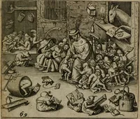 Picture 69 of 72 from Proscenivm vitæ hvmanæ, siue Emblematvm secvlarivm, ivcvndissima, & artificiosissima varietate vitæ hvmanæ & seculi huius deprauati mores, ac studia peruersissima adumbrantium: et Latinis versibvs, explicatorum, decades septem multis figuris adauctæ, & in vsum studiosæ inprimis iuuentutis ita adornatæ vt instar albi amicorvm sodalitatum symbolis, & insigniis conscribendis depingendisq; inseruire commode possint (1627), leaf 150