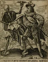 Picture 71 of 72 from Proscenivm vitæ hvmanæ, siue Emblematvm secvlarivm, ivcvndissima, & artificiosissima varietate vitæ hvmanæ & seculi huius deprauati mores, ac studia peruersissima adumbrantium: et Latinis versibvs, explicatorum, decades septem multis figuris adauctæ, & in vsum studiosæ inprimis iuuentutis ita adornatæ vt instar albi amicorvm sodalitatum symbolis, & insigniis conscribendis depingendisq; inseruire commode possint (1627), leaf 154