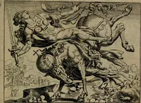 Picture 7 of 72 from Proscenivm vitæ hvmanæ, siue Emblematvm secvlarivm, ivcvndissima, & artificiosissima varietate vitæ hvmanæ & seculi huius deprauati mores, ac studia peruersissima adumbrantium: et Latinis versibvs, explicatorum, decades septem multis figuris adauctæ, & in vsum studiosæ inprimis iuuentutis ita adornatæ vt instar albi amicorvm sodalitatum symbolis, & insigniis conscribendis depingendisq; inseruire commode possint (1627), leaf 24
