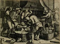 Picture 9 of 72 from Proscenivm vitæ hvmanæ, siue Emblematvm secvlarivm, ivcvndissima, & artificiosissima varietate vitæ hvmanæ & seculi huius deprauati mores, ac studia peruersissima adumbrantium: et Latinis versibvs, explicatorum, decades septem multis figuris adauctæ, & in vsum studiosæ inprimis iuuentutis ita adornatæ vt instar albi amicorvm sodalitatum symbolis, & insigniis conscribendis depingendisq; inseruire commode possint (1627), leaf 28