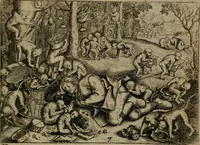Picture 12 of 72 from Proscenivm vitæ hvmanæ, siue Emblematvm secvlarivm, ivcvndissima, & artificiosissima varietate vitæ hvmanæ & seculi huius deprauati mores, ac studia peruersissima adumbrantium: et Latinis versibvs, explicatorum, decades septem multis figuris adauctæ, & in vsum studiosæ inprimis iuuentutis ita adornatæ vt instar albi amicorvm sodalitatum symbolis, & insigniis conscribendis depingendisq; inseruire commode possint (1627), leaf 34