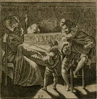 Picture 30 of 72 from Proscenivm vitæ hvmanæ, siue Emblematvm secvlarivm, ivcvndissima, & artificiosissima varietate vitæ hvmanæ & seculi huius deprauati mores, ac studia peruersissima adumbrantium: et Latinis versibvs, explicatorum, decades septem multis figuris adauctæ, & in vsum studiosæ inprimis iuuentutis ita adornatæ vt instar albi amicorvm sodalitatum symbolis, & insigniis conscribendis depingendisq; inseruire commode possint (1627), leaf 70