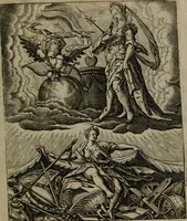 Picture 33 of 72 from Proscenivm vitæ hvmanæ, siue Emblematvm secvlarivm, ivcvndissima, & artificiosissima varietate vitæ hvmanæ & seculi huius deprauati mores, ac studia peruersissima adumbrantium: et Latinis versibvs, explicatorum, decades septem multis figuris adauctæ, & in vsum studiosæ inprimis iuuentutis ita adornatæ vt instar albi amicorvm sodalitatum symbolis, & insigniis conscribendis depingendisq; inseruire commode possint (1627), leaf 76