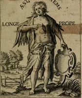 Picture 5 of 72 from Proscenivm vitæ hvmanæ, siue Emblematvm secvlarivm, ivcvndissima, & artificiosissima varietate vitæ hvmanæ & seculi huius deprauati mores, ac studia peruersissima adumbrantium: et Latinis versibvs, explicatorum, decades septem multis figuris adauctæ, & in vsum studiosæ inprimis iuuentutis ita adornatæ vt instar albi amicorvm sodalitatum symbolis, & insigniis conscribendis depingendisq; inseruire commode possint (1627), leaf 8