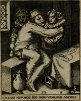 Picture 35 of 72 from Proscenivm vitæ hvmanæ, siue Emblematvm secvlarivm, ivcvndissima, & artificiosissima varietate vitæ hvmanæ & seculi huius deprauati mores, ac studia peruersissima adumbrantium: et Latinis versibvs, explicatorum, decades septem multis figuris adauctæ, & in vsum studiosæ inprimis iuuentutis ita adornatæ vt instar albi amicorvm sodalitatum symbolis, & insigniis conscribendis depingendisq; inseruire commode possint (1627), leaf 80