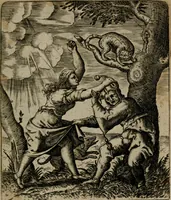 Picture 39 of 72 from Proscenivm vitæ hvmanæ, siue Emblematvm secvlarivm, ivcvndissima, & artificiosissima varietate vitæ hvmanæ & seculi huius deprauati mores, ac studia peruersissima adumbrantium: et Latinis versibvs, explicatorum, decades septem multis figuris adauctæ, & in vsum studiosæ inprimis iuuentutis ita adornatæ vt instar albi amicorvm sodalitatum symbolis, & insigniis conscribendis depingendisq; inseruire commode possint (1627), leaf 88