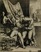 Picture 40 of 72 from Proscenivm vitæ hvmanæ, siue Emblematvm secvlarivm, ivcvndissima, & artificiosissima varietate vitæ hvmanæ & seculi huius deprauati mores, ac studia peruersissima adumbrantium: et Latinis versibvs, explicatorum, decades septem multis figuris adauctæ, & in vsum studiosæ inprimis iuuentutis ita adornatæ vt instar albi amicorvm sodalitatum symbolis, & insigniis conscribendis depingendisq; inseruire commode possint (1627), leaf 90