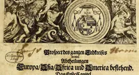 An illustration from Prospect des ganzen Erdkreisses, in fünff absonderlichen Carten, namentlich Europa, Asia, Africa und dem Mitternächtig- und Mittägigen America, : samt einer ausführlichen Beschreibung derselben Länder, Provinzien, Königreiche, Herrschafften, Fürstenthümer, und Inseln, wie auch Städte, Festungen und Schlösser bestehend, vor Augen gestellet und zum Druck übergeben (1686)