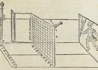 Picture 23 of 42 from Proteo militare di Bartolomeo Romano. Diuiso in tre libri. Nel primo si descrive la fabrica di detto proteo, & in esso nuovo istrumento, tutti gli altri istrumenti di matematica che imaginar si possano. Nel secondo, e terzo si tratta dell'vso di detto istrumento, nelquale si formano tutte le figure di geometria, e diuersi istrumenti di prospettiua, pittura, scoltura, & architettura. S'insegna ancora l'arte del navigare, e quella del guerreggiare con nuouo, e facilissimo modo, come più distintamente nella tauola si potra redere (1595), leaf 83
