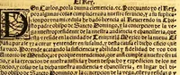 An illustration from Prouisio[n]es cedulas instruciones de su Magestad: : ordena[n]ças d[e] difu[n]tos y audie[n]cia, p[ar]a la buena expedicio[n] de los negocios, y administracio[n] d[e] justicia: y gouernacio[n] d[e]sta Nueua España: y p[ar]a el bue[n] tratamie[n]to y [con]seruacio[n] d[e] los yndios, dende el año 1525. hasta este presente de. 63 (1563)