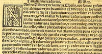 An illustration from Prouisio[n]es cedulas instruciones de su Magestad: : ordena[n]ças d[e] difu[n]tos y audie[n]cia, p[ar]a la buena expedicio[n] de los negocios, y administracio[n] d[e] justicia: y gouernacio[n] d[e]sta Nueua España: y p[ar]a el bue[n] tratamie[n]to y [con]seruacio[n] d[e] los yndios, dende el año 1525. hasta este presente de. 63 (1563)
