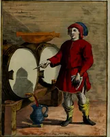 An illustration from Proverbii verificati : per l'esperienza cotidiana : come li megliori e più piacevoli informatori di massime salutifere : in 25 stampe leggiadre et espicationi dé versi, al profito d'ogni uno = Durch di tägliche Erfahrung beglaubt gemachte Sprich Wörter ... (1718)