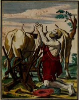 An illustration from Proverbii verificati : per l'esperienza cotidiana : come li megliori e più piacevoli informatori di massime salutifere : in 25 stampe leggiadre et espicationi dé versi, al profito d'ogni uno = Durch di tägliche Erfahrung beglaubt gemachte Sprich Wörter ... (1718)