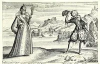 An illustration from Pugillus facetiarum iconographicaru[m] in studiosorum potissimum gratiam ex propijs eorundem albis desumptarum et iam primum hac forma editarum = Allerhand kurtzweilige Stücklein, allen Studenten furnemblich zu lieb auss ihren eigenen Stammbüchern zusamen gelesen und in dise Form gebracht zu Strasburg (1618)