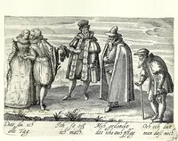 An illustration from Pugillus facetiarum iconographicaru[m] in studiosorum potissimum gratiam ex propijs eorundem albis desumptarum et iam primum hac forma editarum = Allerhand kurtzweilige Stücklein, allen Studenten furnemblich zu lieb auss ihren eigenen Stammbüchern zusamen gelesen und in dise Form gebracht zu Strasburg (1618)