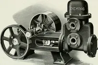 An illustration from Pumping machinery : for operation by any power : single and double acting triplex pumps for various services, deep well power working heads, artesian well cylinders, rotary and centrifugal pumps manufactured by the Deming Company, Salem, Ohio, U.S.A (1915)
