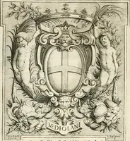 An illustration from Racconto delle pvbliche allegrezze fatte dalla citta di Milano alli iv. febraro MDCXXX. per la felice nascita del sereniss. primogenito di Spagna Baldasar Carlo Dominico (1630)