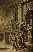 An illustration from P. Virgilii Maronis Opera in tres tomos divisa : cum integris notis Servii, Philargyrii, nec non J. Pierii variis lectionibus, & selectissimis plerisque commentariis Donati, Probi, Nannii, Sabini, Germani, Cerdæ, Taubmanni, & aliorum (1680)
