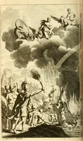 An illustration from P. Virgilii Maronis Opera in tres tomos divisa : cum integris notis Servii, Philargyrii, nec non J. Pierii variis lectionibus, & selectissimis plerisque commentariis Donati, Probi, Nannii, Sabini, Germani, Cerdæ, Taubmanni, & aliorum (1680)