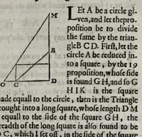 Picture 7 of 9 from Pyrotechnia, or, A discovrse of artificiall fire-works : in which the true grounds of that art are plainly and perspicuously laid downe : together with sundry such motions, both straight and circular, performed by the helpe of fire, as are not to be found in any other discourse of this kind, extant in any language : whereunto is annexed a short treatise of geometrie, contayning certaine definitions and problemes for the mensuration of superficies and sollids, with tables for the square root to 25000, and the cubick root to 10000 latus, wherein all roots under those numbers are extracted onely by ocular inspection (1635), leaf 131