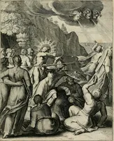 An illustration from Q. HoratI Flacci Emblemata : imaginibus in aes incisis, notisq[ue] illustrata (1607)