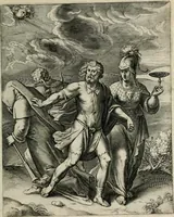 An illustration from Q. HoratI Flacci Emblemata : imaginibus in aes incisis, notisq[ue] illustrata (1607)