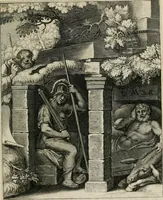 An illustration from Q. HoratI Flacci Emblemata : imaginibus in aes incisis, notisq[ue] illustrata (1607)