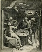An illustration from Q. HoratI Flacci Emblemata : imaginibus in aes incisis, notisq[ue] illustrata (1607)