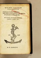 An illustration from Quae hoc uolumine continentur. Annotationes in omnia Ouidij opera. Index fabularum, & cæterorum, quæ insunt hoc libro secundum ordinem alphabeti. Ouidii Metamorphoseon libri XV (1534)