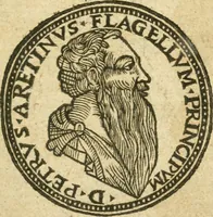 An illustration from Quattro commedie del divino Pietro Aretino. : Cioè Il marescalco; La cortigiana; La talanta; L'hipocrito, novellamente ritornate, per mezzo della stampa, a luce, a richiesta de conoscitori del lor valore (1588)