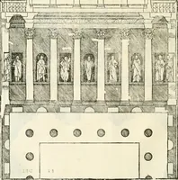 An illustration from I quattro libri dell'architettura di Andrea Palladio : ne' quali, dopò vn breue trattato de' cinque ordini, & di quelli auertimenti, che sono più necesarij nel fabricare : si tratta delle case private, delle vie, de i ponti, delle piazze, de i xisti, & de'tempij (1616)
