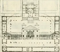 An illustration from I quattro libri dell'architettura di Andrea Palladio : ne' quali, dopò vn breue trattato de' cinque ordini, & di quelli auertimenti, che sono più necesarij nel fabricare : si tratta delle case private, delle vie, de i ponti, delle piazze, de i xisti, & de'tempij (1616)