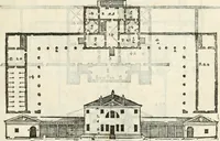 An illustration from I quattro libri dell'architettura di Andrea Palladio : ne' quali, dopò vn breue trattato de' cinque ordini, & di quelli auertimenti, che sono più necesarij nel fabricare : si tratta delle case private, delle vie, de i ponti, delle piazze, de i xisti, & de'tempij (1616)