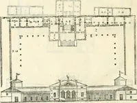 An illustration from I quattro libri dell'architettura di Andrea Palladio : ne' quali, dopò vn breue trattato de' cinque ordini, & di quelli auertimenti, che sono più necesarij nel fabricare : si tratta delle case private, delle vie, de i ponti, delle piazze, de i xisti, & de'tempij (1616)