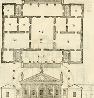 An illustration from I quattro libri dell'architettura di Andrea Palladio : ne' quali, dopò vn breue trattato de' cinque ordini, & di quelli auertimenti, che sono più necesarij nel fabricare : si tratta delle case private, delle vie, de i ponti, delle piazze, de i xisti, & de'tempij (1616)