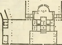 An illustration from I quattro libri dell'architettura di Andrea Palladio : ne' quali, dopò vn breue trattato de' cinque ordini, & di quelli auertimenti, che sono più necesarij nel fabricare : si tratta delle case private, delle vie, de i ponti, delle piazze, de i xisti, & de'tempij (1616)