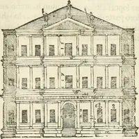An illustration from I quattro libri dell'architettura di Andrea Palladio : ne' quali, dopò vn breue trattato de' cinque ordini, & di quelli auertimenti, che sono più necesarij nel fabricare : si tratta delle case private, delle vie, de i ponti, delle piazze, de i xisti, & de'tempij (1616)