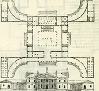 An illustration from I quattro libri dell'architettura di Andrea Palladio : ne' quali, dopò vn breue trattato de' cinque ordini, & di quelli auertimenti, che sono più necesarij nel fabricare : si tratta delle case private, delle vie, de i ponti, delle piazze, de i xisti, & de'tempij (1616)