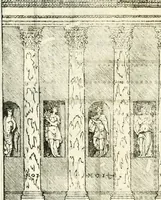 An illustration from I quattro libri dell'architettura di Andrea Palladio : ne' quali, dopò vn breue trattato de' cinque ordini, & di quelli auertimenti, che sono più necesarij nel fabricare : si tratta delle case private, delle vie, de i ponti, delle piazze, de i xisti, & de'tempij (1616)